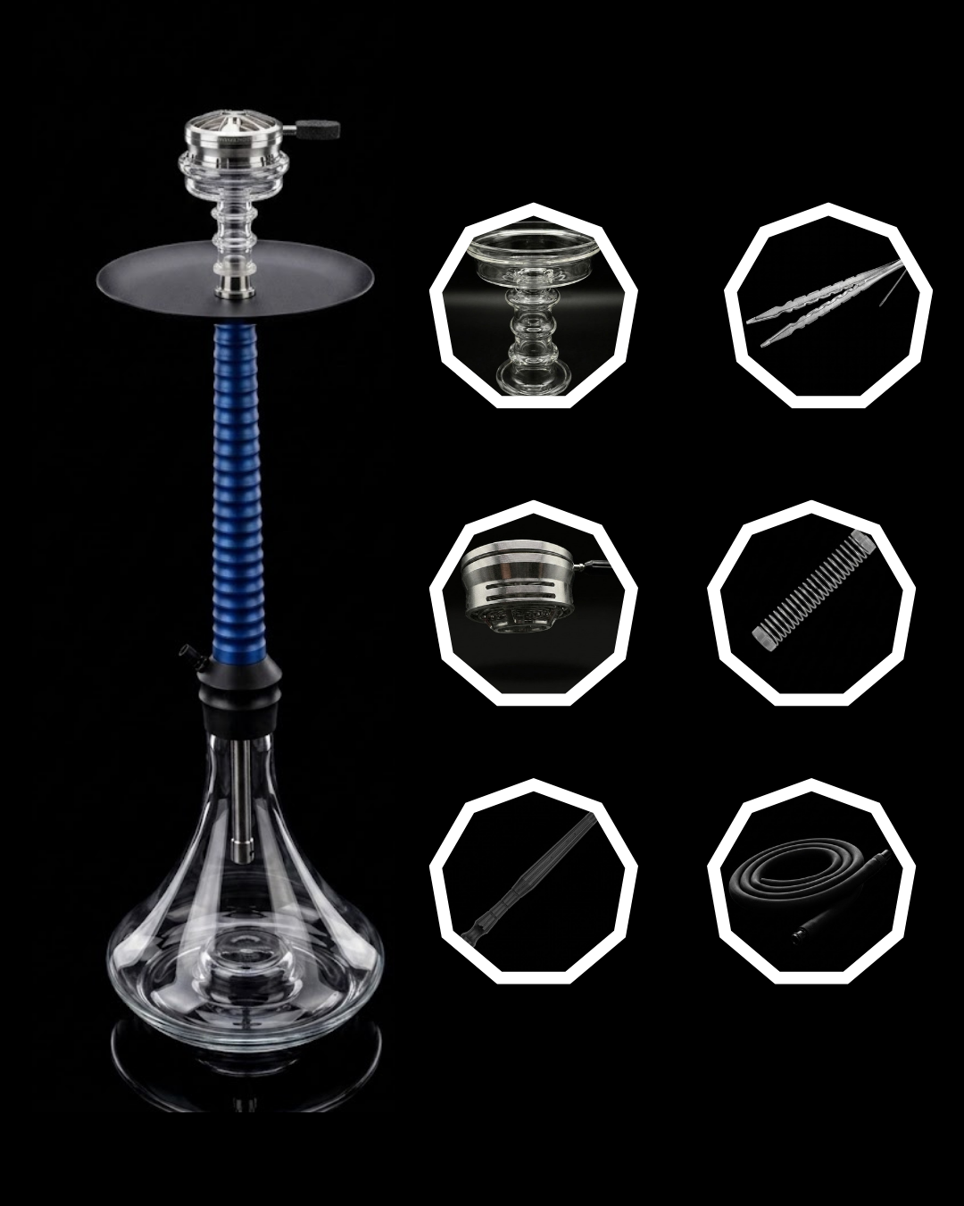 Navi Shisha Narghilè Elegance Blu 65cm