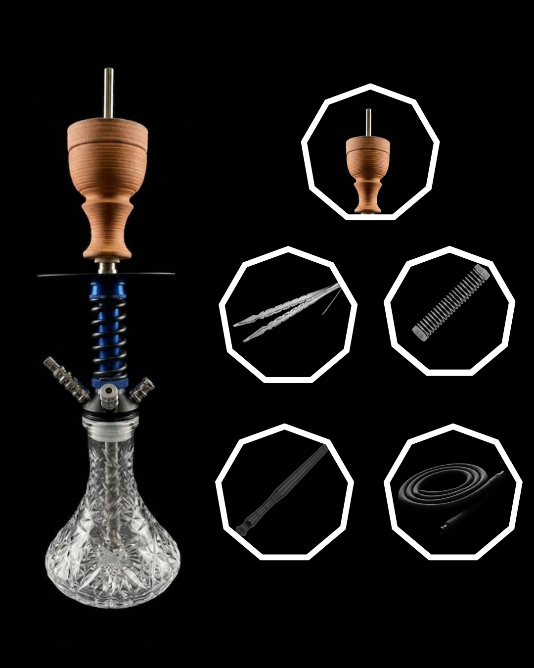 Navi Shisha Narghilè Blu 60cm
