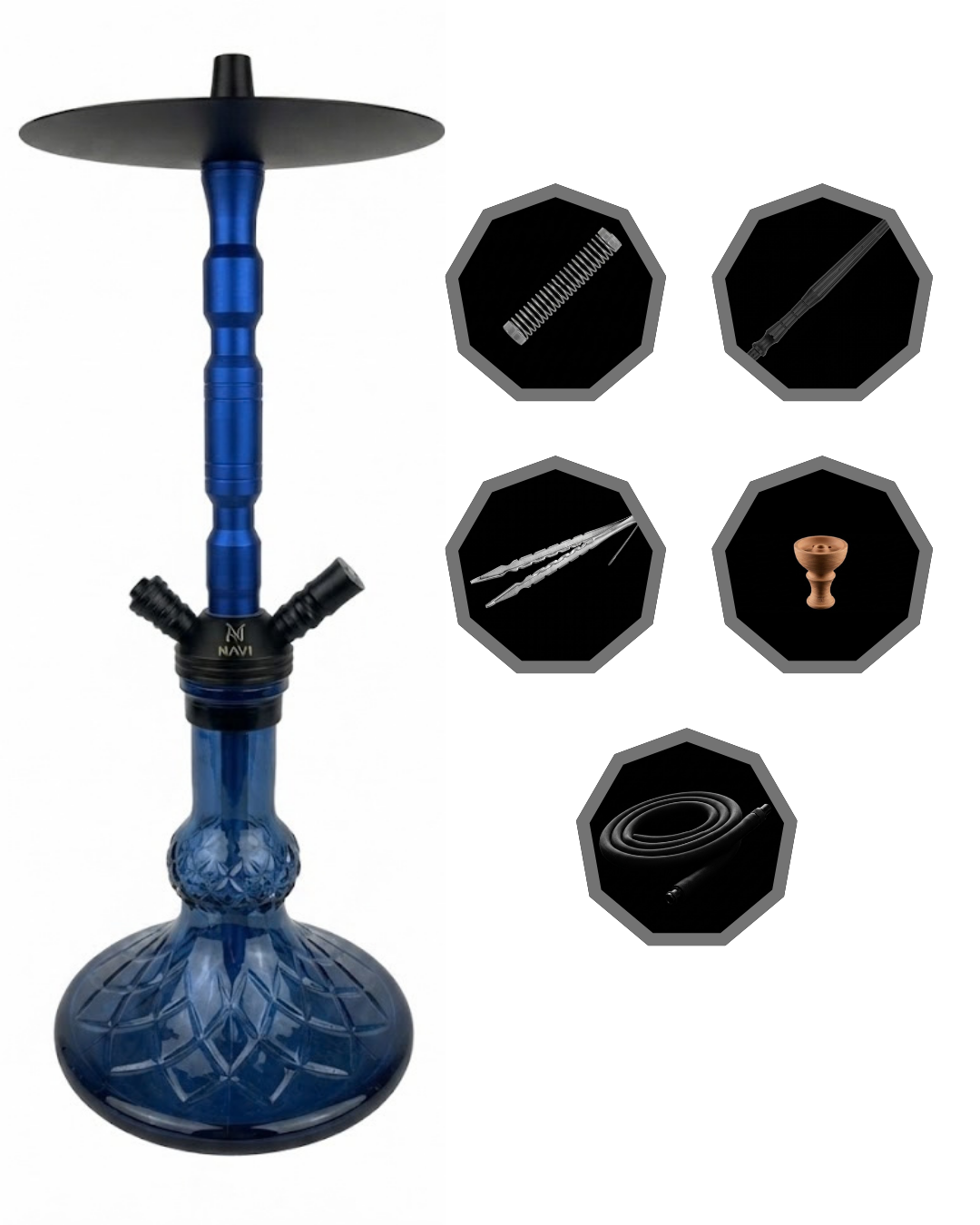Navi Shisha Narghilè Blu in alluminio 50cm